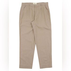 Folk Men's Signal Pant in Mushroom Linen Pleated Pants Size 3 Beige Loose Fit